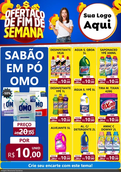 Modelo de Encarte para Encarte A4 Vertical com o tema Ofertaço de Fim de Semana para Produtos de Limpeza