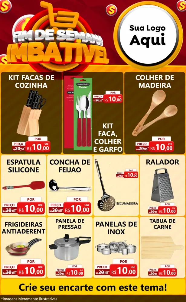 Modelo de Encarte para Encarte Grande com o tema Fim de Semana Imbatível para Utilidades Domésticas