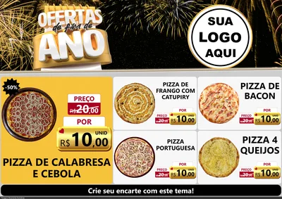 Modelo de Encarte para Encarte A4 Horizontal com o tema Ofertas de Fim de Ano para Pizzaria