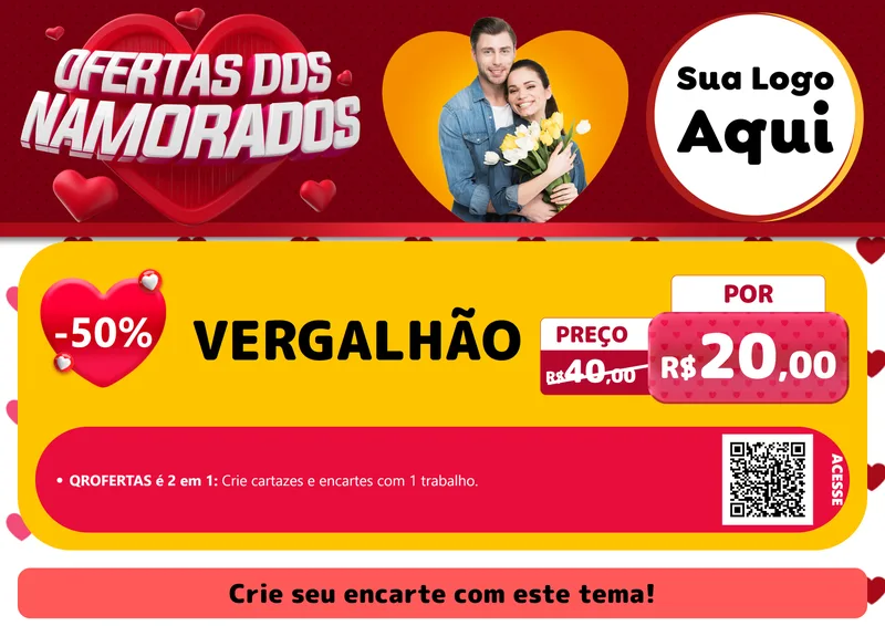 Modelo de Cartaz para Cartaz A4 Horizontal com o tema Ofertas Dos Namorados para Ferragens