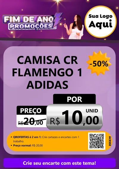 Modelo de Cartaz para Cartaz A4 Vertical com o tema Fim de Ano Promoções para Roupas e acessórios