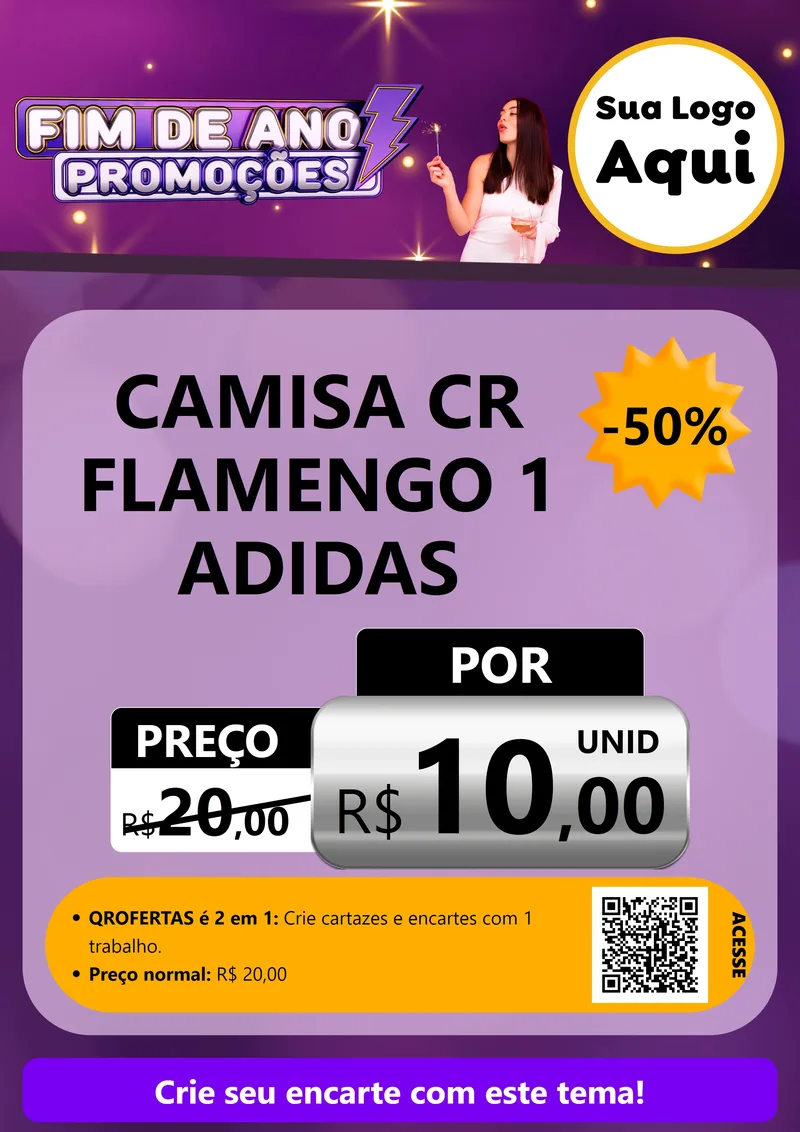 Modelo de Cartaz para Cartaz A4 Vertical com o tema Fim de Ano Promoções para Roupas e acessórios
