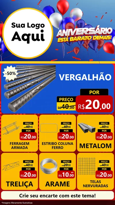 Modelo de Rede Social para Stories com o tema Aniversário para Ferragens