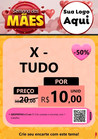 Modelo de Cartaz para Cartaz A4 Vertical com o tema Semana das Mães para Hamburgueria
