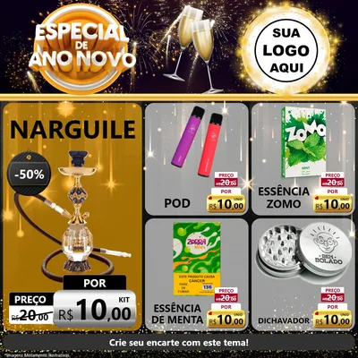 Modelo de Rede Social para Feed Facebook com o tema Especial de Ano Novo para Tabacaria