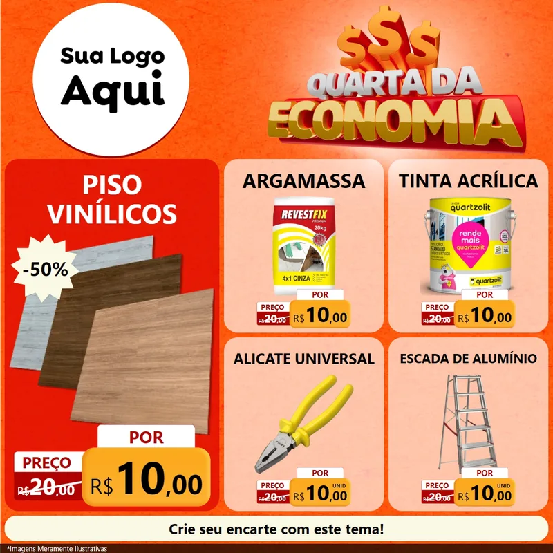 Modelo de Rede Social para Feed Facebook com o tema Quarta da Economia para Material para Construção