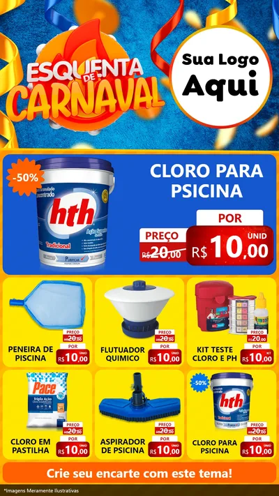 Modelo de Rede Social para Stories com o tema Esquenta de Carnaval para Produtos para Piscina