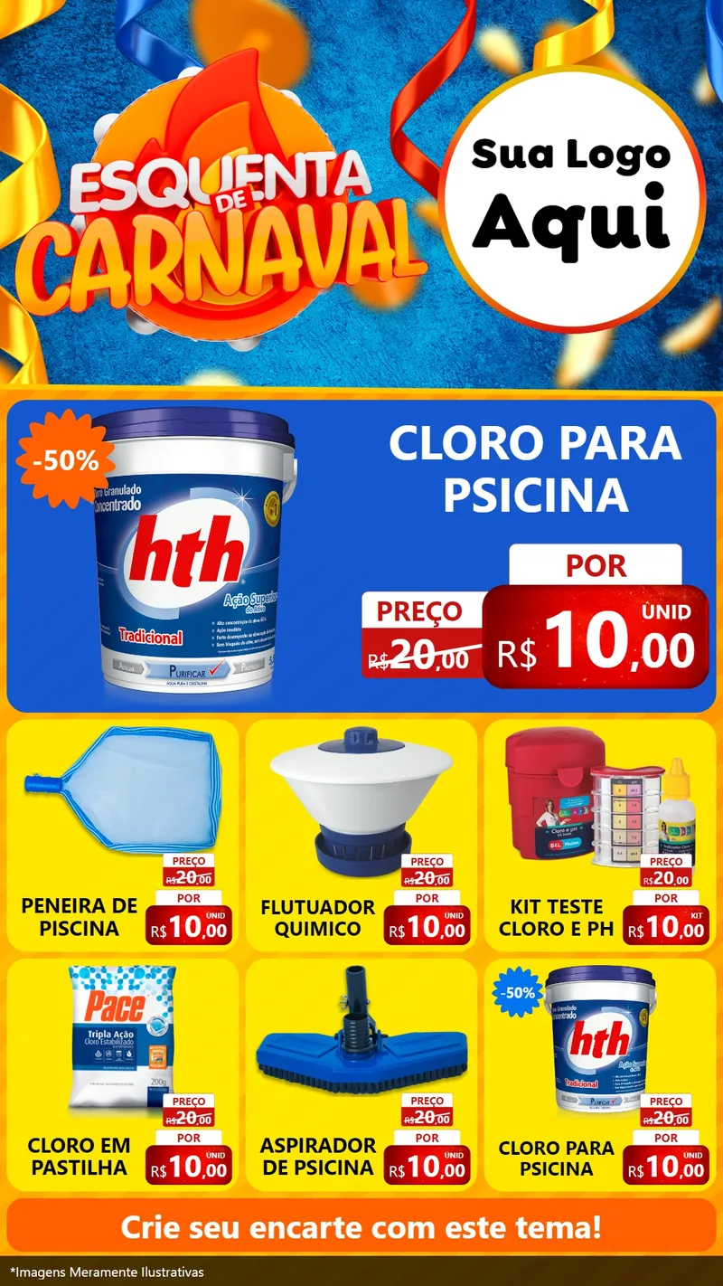Modelo de Rede Social para Stories com o tema Esquenta de Carnaval para Produtos para Piscina