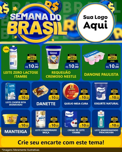 Modelo de Rede Social para Feed Instagram com o tema Semana Do Brasil para Frios e Laticínios