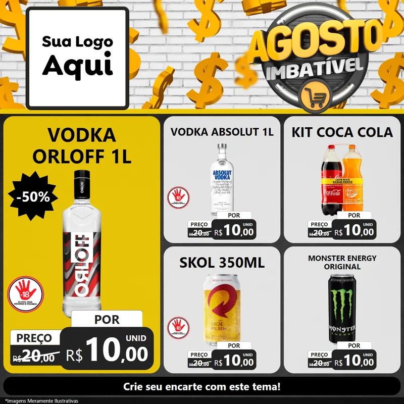 Modelo de Rede Social para Feed Facebook com o tema Agosto imbatível para Distribuidora de bebidas