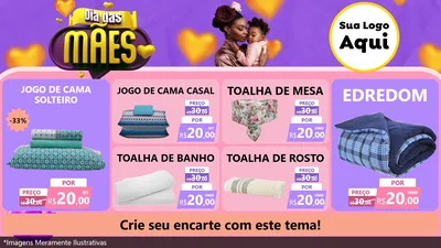 Modelo de TV para TV Horizontal com o tema Dia das Mães para Cama, Mesa e Banho
