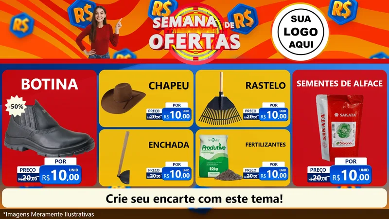 Modelo de TV para TV Horizontal com o tema Semana de Ofertas para Agropecuária