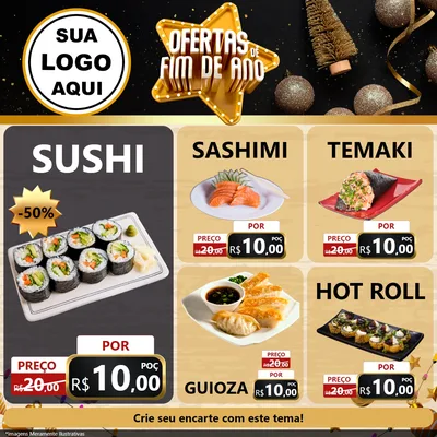 Modelo de Rede Social para Feed Facebook com o tema Ofertas de Fim de Ano para Comida japonesa