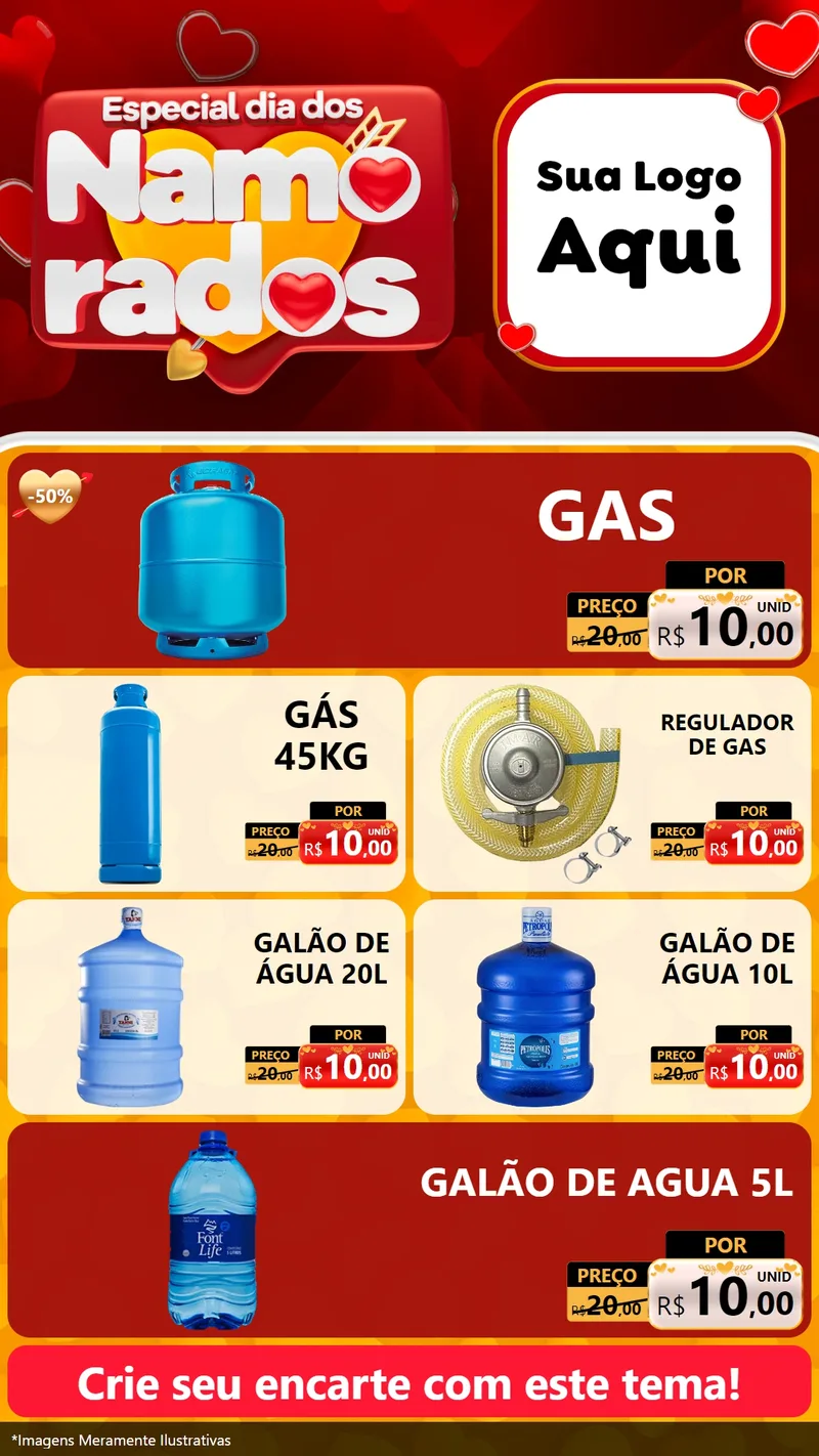 Modelo de TV para TV Vertical com o tema Especial Dia dos Namorados para Água e gás