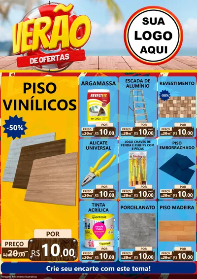 Modelo de Encarte para Encarte A4 Vertical com o tema Verão de Ofertas para Material para Construção