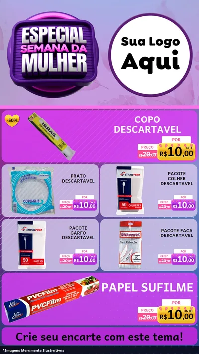 Modelo de TV para TV Vertical com o tema Especial Semana da Mulher para Embalagens