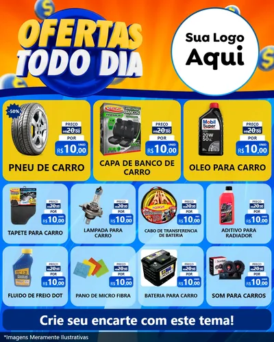 Modelo de Rede Social para Feed Instagram com o tema Ofertas Todo Dia para Auto peças