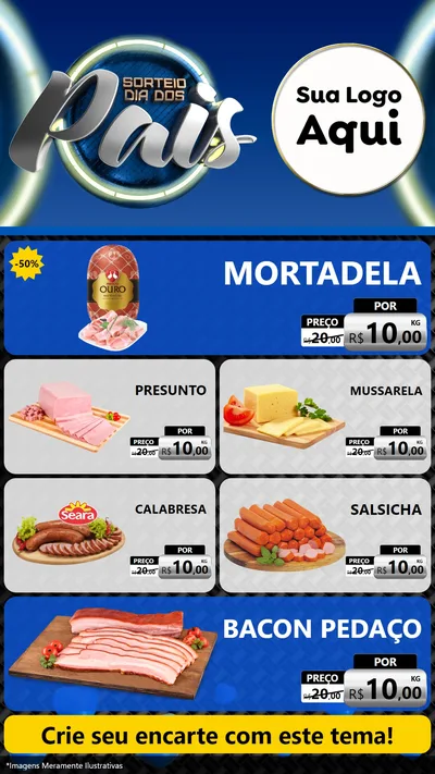Modelo de TV para TV Vertical com o tema Sorteio Dia Dos Pais para Frios e Laticínios