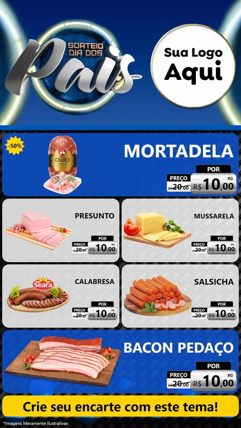 Modelo de TV para TV Vertical com o tema Sorteio Dia Dos Pais para Frios e Laticínios