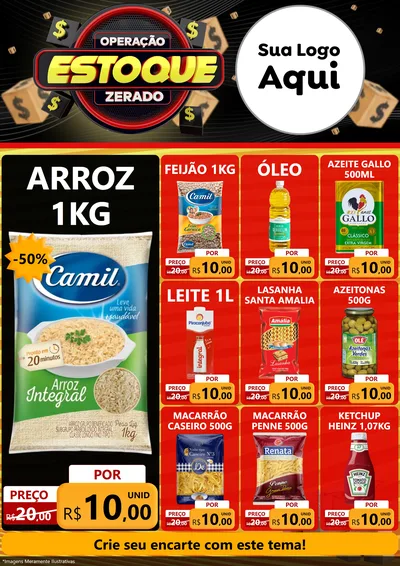 Modelo de Encarte para Encarte A4 Vertical com o tema Operação Estoque Zerado para Supermercado