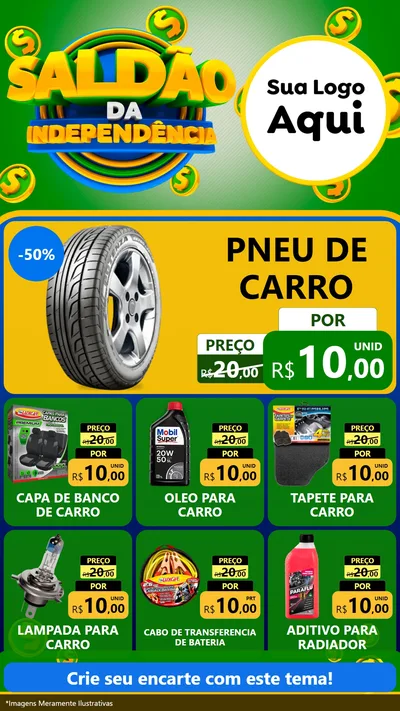 Modelo de Rede Social para Stories com o tema Saldão da Indepêndencia para Auto peças