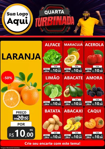 Modelo de Encarte para Encarte A4 Vertical com o tema Quarta Turbinada para Hortifrúti