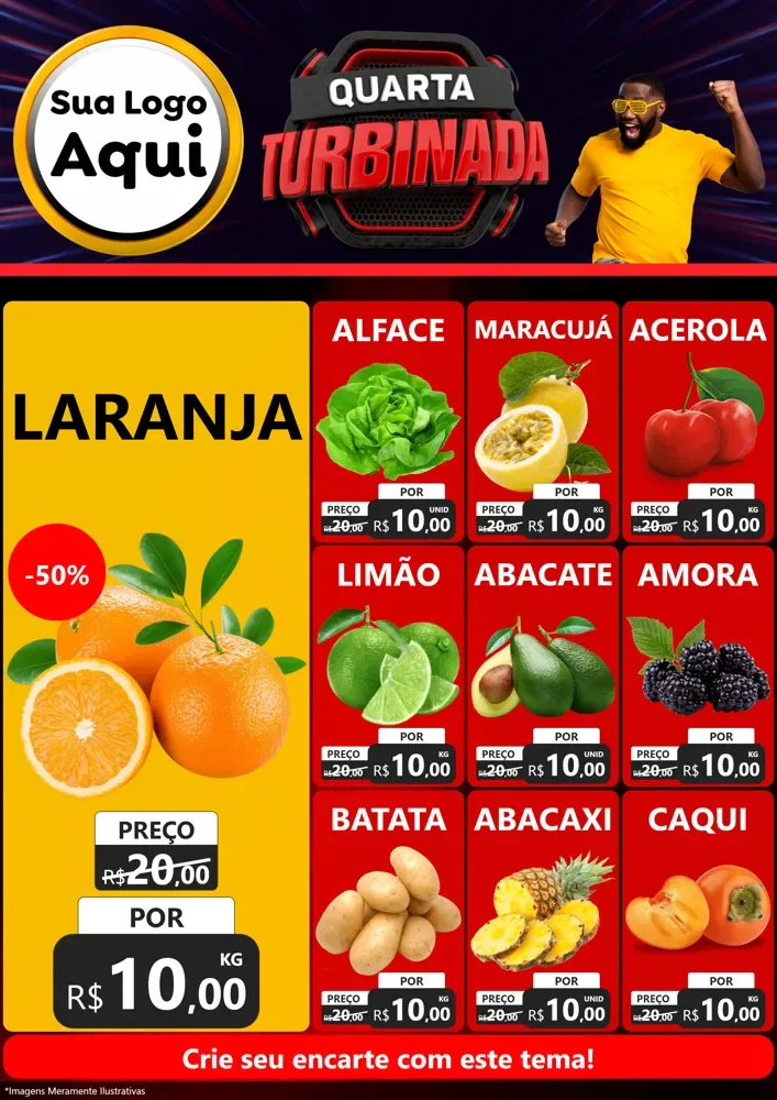 Modelo de Encarte para Encarte A4 Vertical com o tema Quarta Turbinada para Hortifrúti