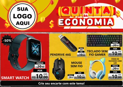Modelo de Encarte para Encarte A4 Horizontal com o tema Quinta da Economia para Informática