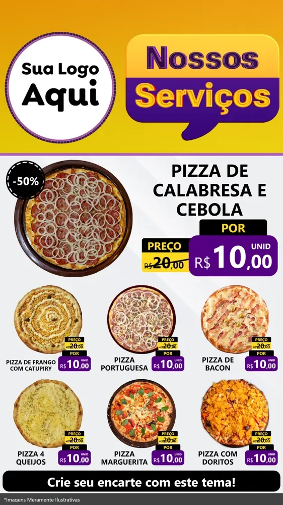 Modelo de Rede Social para Stories com o tema Nossos Serviços para Pizzaria