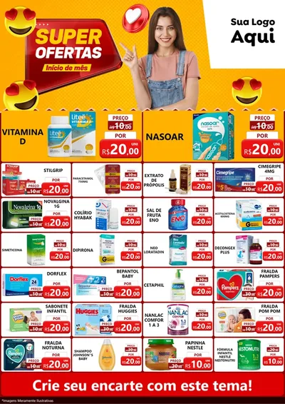 Modelo de Encarte para Encarte A4 Vertical com o tema Super Ofertas Inicio De mês para Farmácia