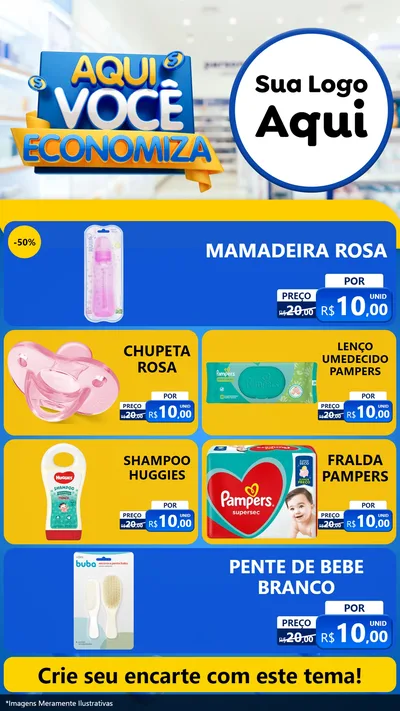Modelo de TV para TV Vertical com o tema Aqui Você Economiza para Bebês