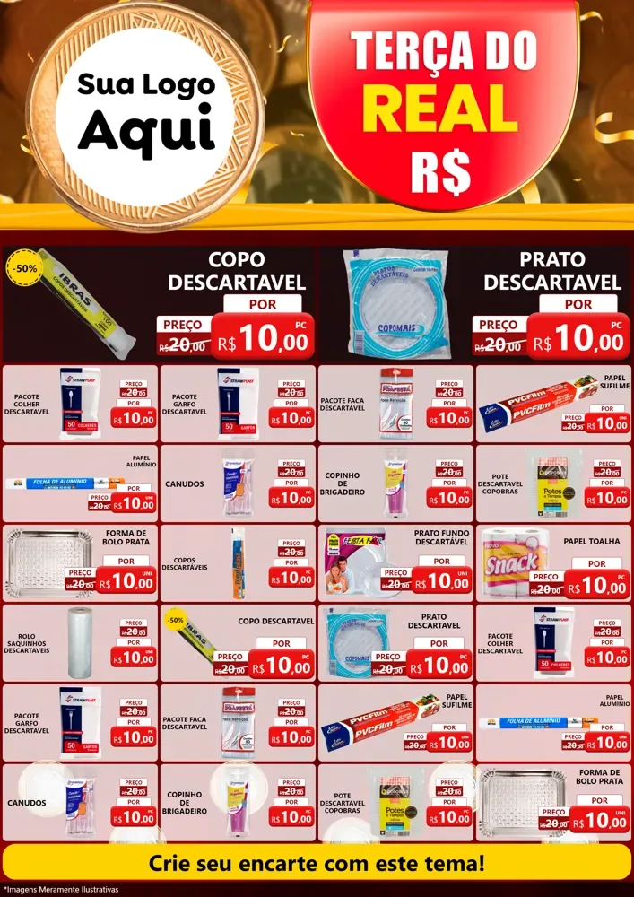 Modelo de Encarte para Encarte A4 Vertical com o tema Terça do Real para Embalagens