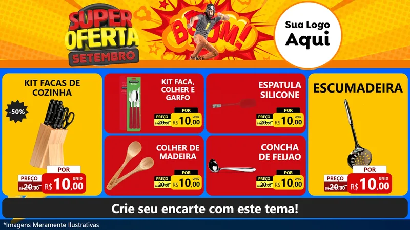 Modelo de TV para TV Horizontal com o tema Super Oferta Setembro para Utilidades Domésticas