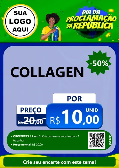 Modelo de Cartaz para Cartaz A4 Vertical com o tema Dia Da Proclamação Da República para Suplementos alimentares