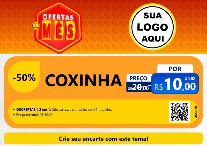 Modelo de Cartaz para Cartaz A4 Horizontal com o tema Ofertas do Mês para Salgadaria