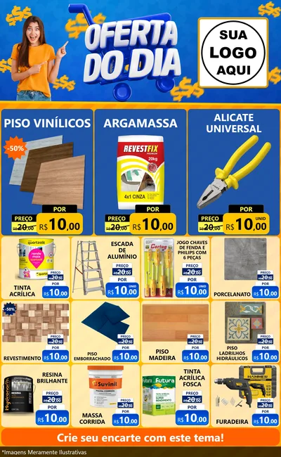 Modelo de Encarte para Encarte Grande com o tema Oferta do Dia para Material para Construção