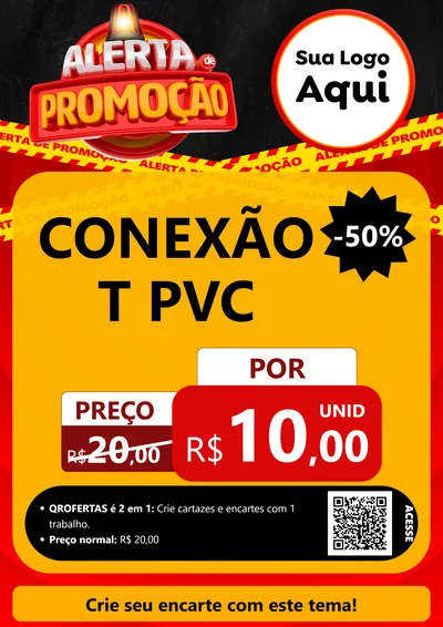 Modelo de Cartaz para Cartaz A4 Vertical com o tema Alerta de Promoção para Tubos e conexões