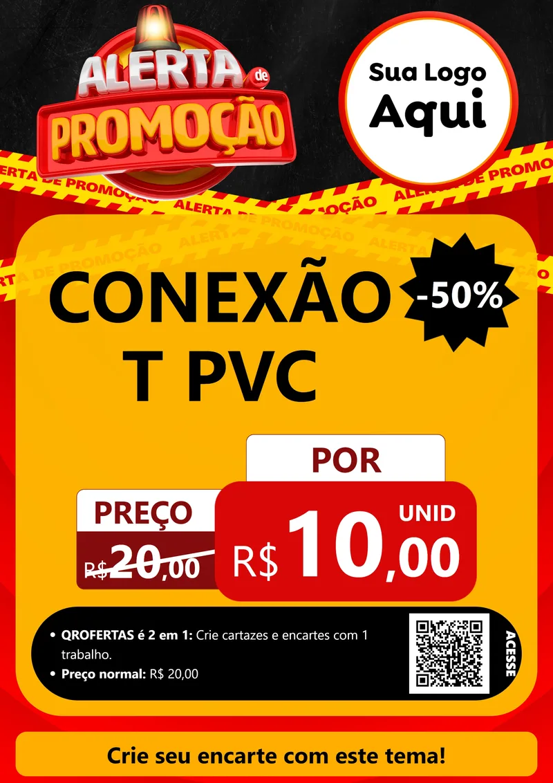 Modelo de Cartaz para Cartaz A4 Vertical com o tema Alerta de Promoção para Tubos e conexões