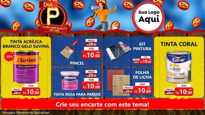 Modelo de TV para TV Horizontal com o tema Dia P - O Dia Mais Barato Do Mês para Tintas e Ferramentas