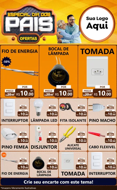 Modelo de Encarte para Encarte Grande com o tema Especial Dia dos Pais para Materiais Elétricos