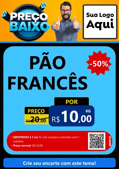 Modelo de Cartaz para Cartaz A4 Vertical com o tema Preço Baixo para Padaria