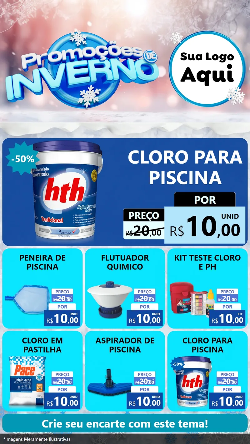 Modelo de Rede Social para Stories com o tema Promoções de Inverno para Produtos para Piscina