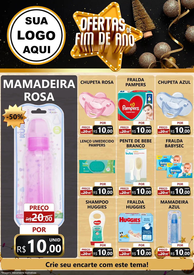 Modelo de Encarte para Encarte A4 Vertical com o tema Ofertas de Fim de Ano para Bebês