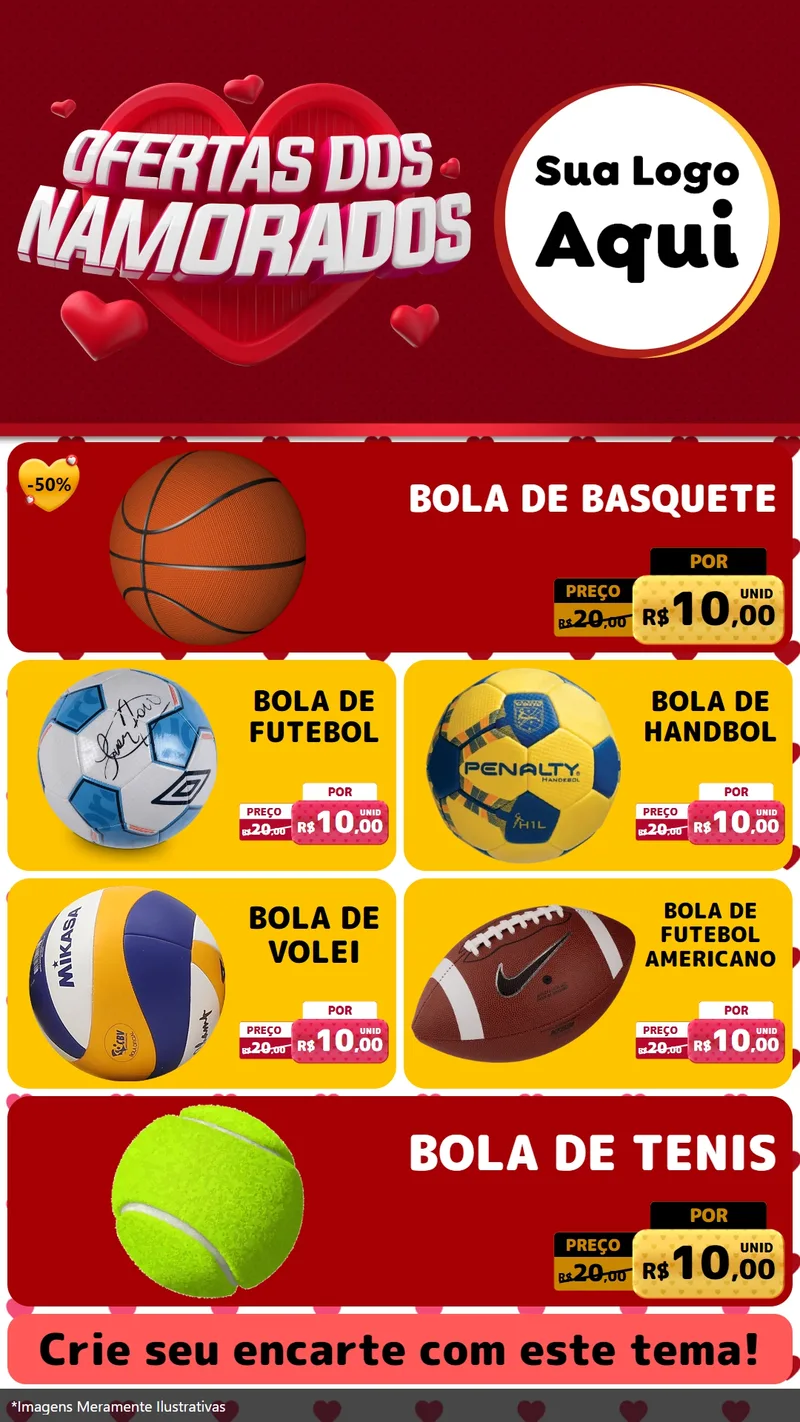 Modelo de TV para TV Vertical com o tema Ofertas Dos Namorados para Artigos Esportivos