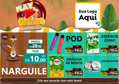 Modelo de Encarte para Encarte A4 Horizontal com o tema Play Nas Férias Imperdível para Tabacaria