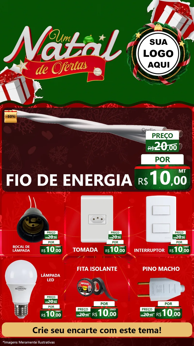 Modelo de Rede Social para Stories com o tema Um Natal de Ofertas para Materiais Elétricos