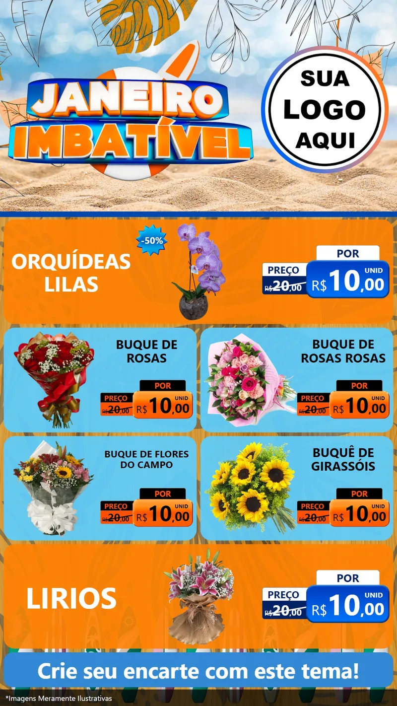Modelo de TV para TV Vertical com o tema Janeiro Imbatível para Floricultura e jardim