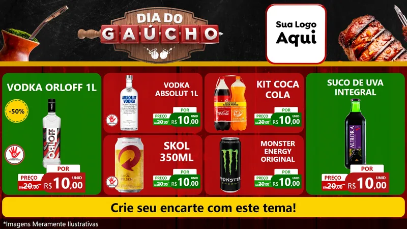 Modelo de TV para TV Horizontal com o tema Dia do Gaúcho para Distribuidora de bebidas