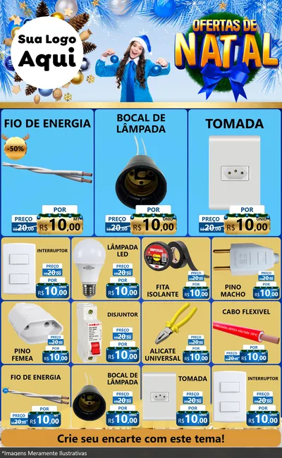 Modelo de Encarte para Encarte Grande com o tema Ofertas de Natal para Materiais Elétricos