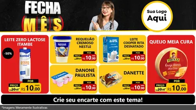 Modelo de TV para TV Horizontal com o tema Fecha Mês para Frios e Laticínios